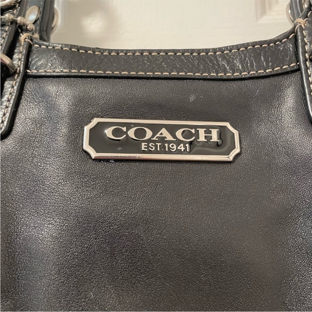 Coach Black Leather Top-Zip purse, EUC - Picture 3 of 8
